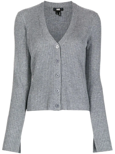 Shop Paige Button-up Ribbed Cardigan In Grey