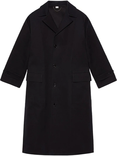 Shop Gucci Slogan-print Mid-length Coat In Black