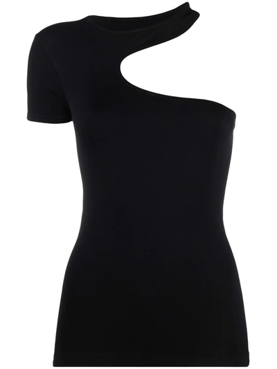 Shop Helmut Lang Cut-out One-shoulder T-shirt In Black