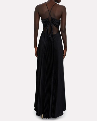 Shop A.l.c Aries Pleated Cut-out Gown In Black