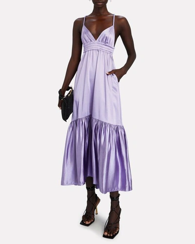 Shop A.l.c Rhodes Cut-out Satin Midi Dress In Purple-lt