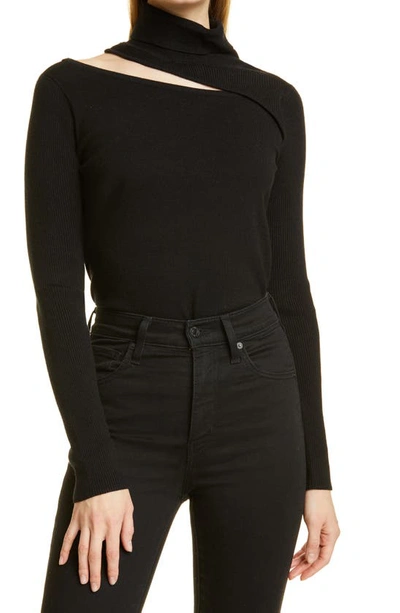 Shop L Agence Everlee Cutout Sweater In Black/ Black
