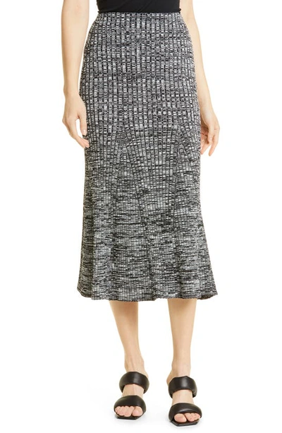 Shop Self-portrait Rib Knit Skirt In Black / White