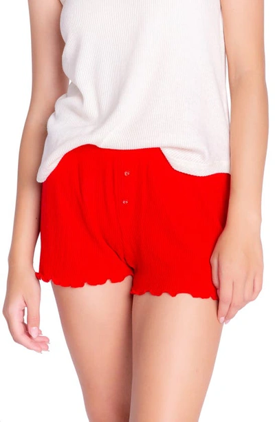 Shop Pj Salvage Text Essential Pajama Shorts In Red