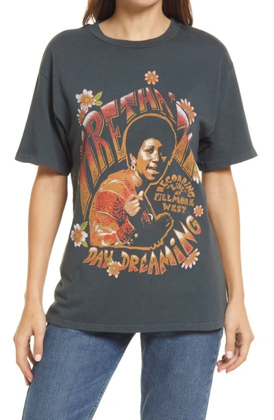 Daydreamer Aretha Franklin Daydreaming Jersey Graphic Tee In Vintage Black