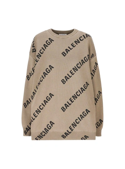 Balenciaga Jacquard-knit Logo Long-Sleeve Jumper
