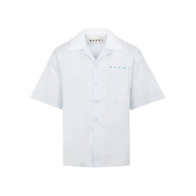 Shop Marni Cotton Short Sleeves Shirt In Blue