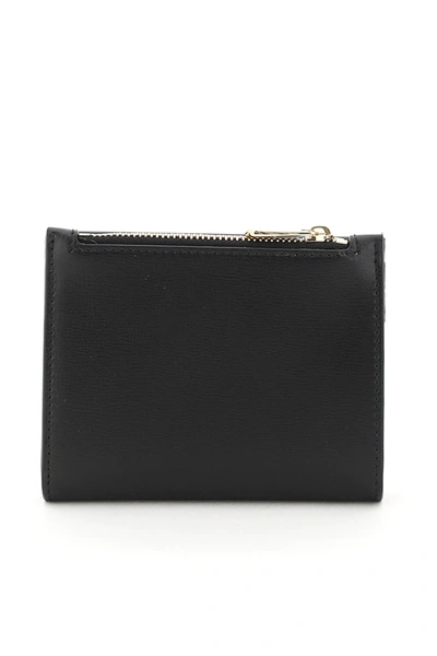 Shop Ferragamo Vara Bow Compact Wallet In Black