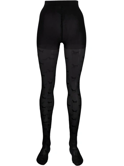 Thom Browne Hector-motif Tights In Black
