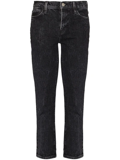 Shop Frame Le High Straight-leg Jeans In Black