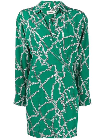 Shop Zadig & Voltaire Ravy Silk Dress In Green