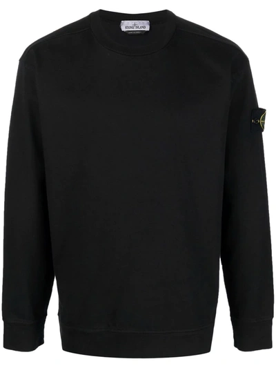 Shop Stone Island Logo Patch Sweatshirt In Black