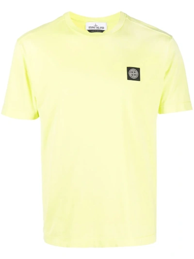 Shop Stone Island Logo Patch T-shirt In Yellow