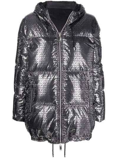 Shop Michael Michael Kors Monogram-print Puffer Jacket In Black