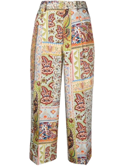 Shop Etro Don't Stop Silk High-waisted Trousers In Neutrals