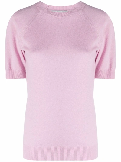 Shop Stella Mccartney Fine-knit Cotton T-shirt In Pink