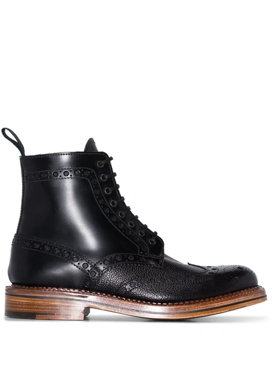 Shop Grenson X Labrum London Punched-hole Ankle Boots In Black