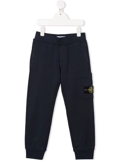 Stone Island Logo-patch Track Trousers In Blue