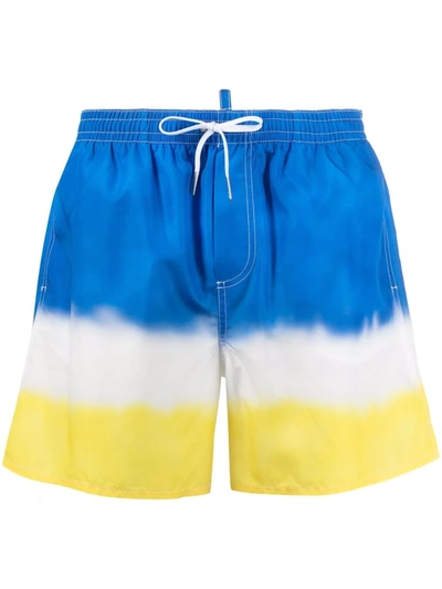 Shop Dsquared2 Tie-dye Logo-print Swim Shorts In Blue