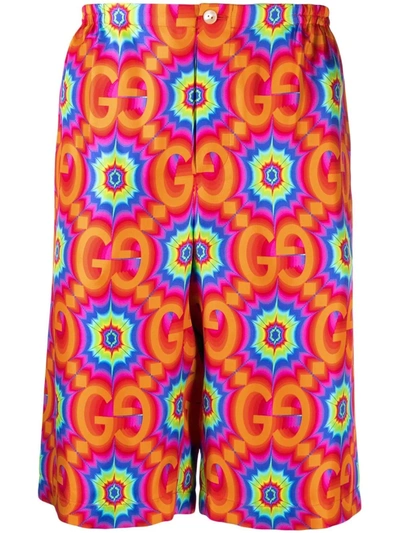 Shop Gucci Gg Kaleidoscope Silk Shorts In Orange