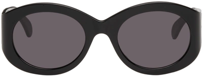 Shop Alaïa Black Oversized Curvy Sunglasses In 001 Black