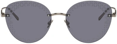 Shop Alaïa Black Rimless Sunglasses In 002 Gold