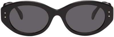 Shop Alaïa Black Round Cat Eye Sunglasses In 001 Black