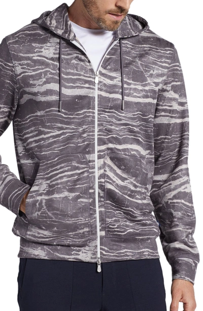 Shop Pinoporte Pino By   Marble Front Zip Hoodie In Grey