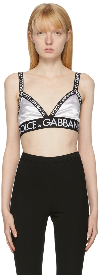 Shop Dolce & Gabbana White Triangle Bra In W0800 Bianco Ottico