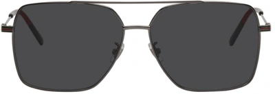 Shop Gucci Grey Rectangular Sunglasses In 001 Ruthenium