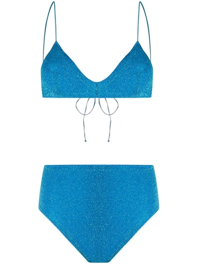 Shop Oseree X Gente Roma High-waisted Bikini In Blue