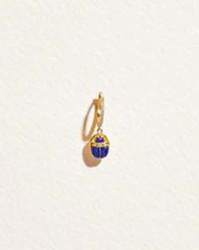 Piercing Inlay Scarab Huggie In Gold/blue