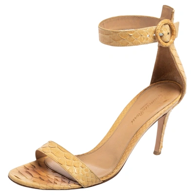 Pre-owned Gianvito Rossi Beige Python Leather Portofino Ankle-strap Sandals Size 39