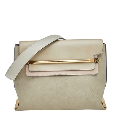 Pre-owned Chloé Green/beige Leather Medium Clare Shoulder Bag