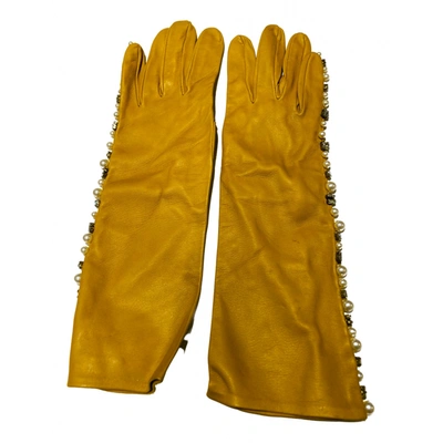 Pre-owned Emilia Wickstead Leather Gloves In Yellow