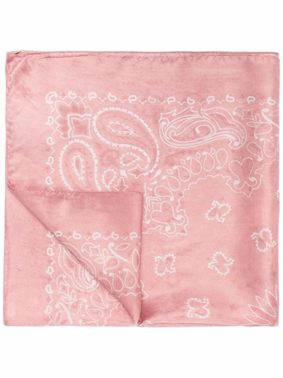 Shop Golden Goose Paisley-print Silk Foulard In Rosa