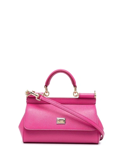 Dolce & Gabbana Dolce Sicily Sml Lthr Tote Bag In Pink