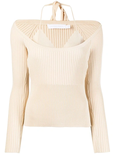 Shop Jonathan Simkhai Jayline Compact Scoop-neck Jumper In Nude