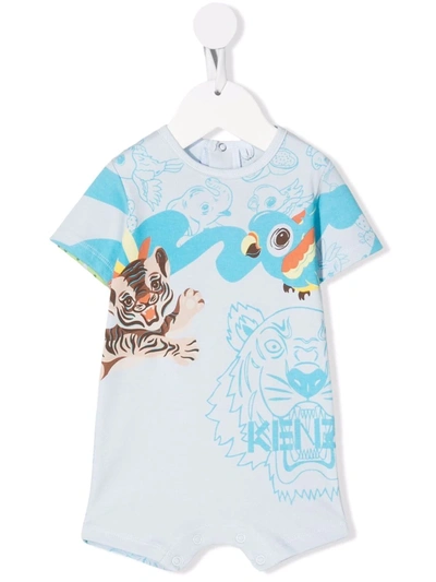 Kenzo Baby Boy s Cotton Shortalls In Pale Blue ModeSens