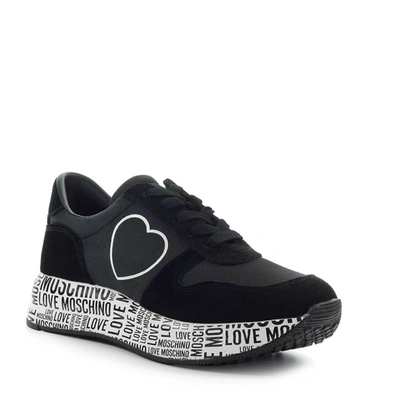 Shop Love Moschino Women's Black Polyester Sneakers
