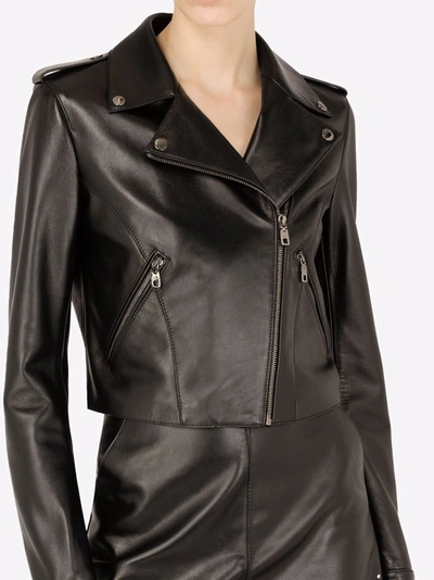 Shop Dolce & Gabbana Cropped Leather Jacket In Black