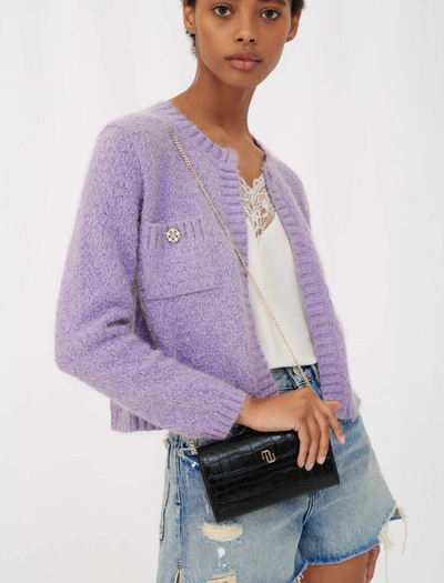 Shop Maje Cardigan With Jewel Buttons In Parma Violet