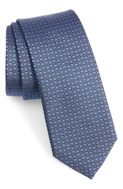 Shop Ferragamo Ischi Geometric Silk Tie In F. Blue Notte