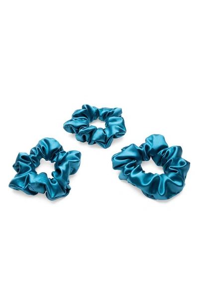 Shop Blissy 3-pack Silk Scrunchies In Aqua