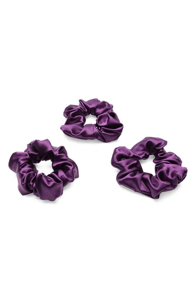 Shop Blissy 3-pack Silk Scrunchies In Royal Purple