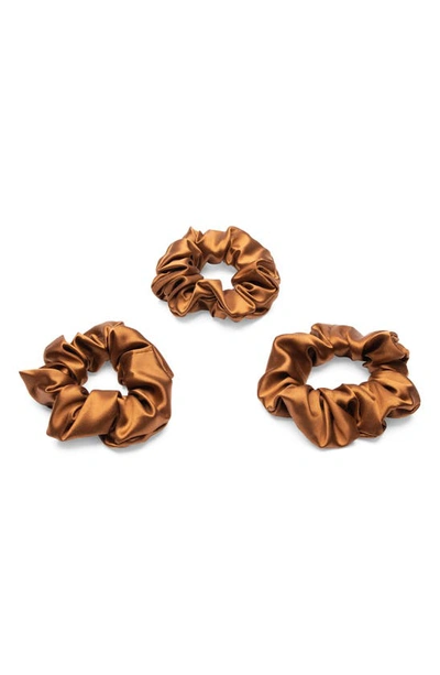 Shop Blissy 3-pack Silk Scrunchies In Bronze