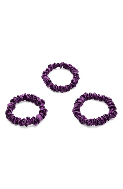 Shop Blissy 3-pack Skinny Silk Scrunchies In Royal Purple