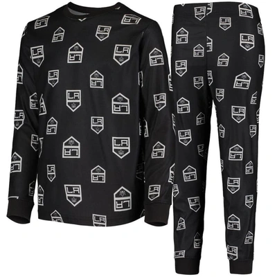 Shop Zzdnu Outerstuff Youth Black Los Angeles Kings Allover Print Long Sleeve T-shirt And Pants Sleep Set