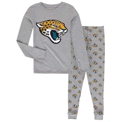 Shop Zzdnu Outerstuff Youth Heathered Gray Jacksonville Jaguars Long Sleeve T-shirt & Pants Sleep Set