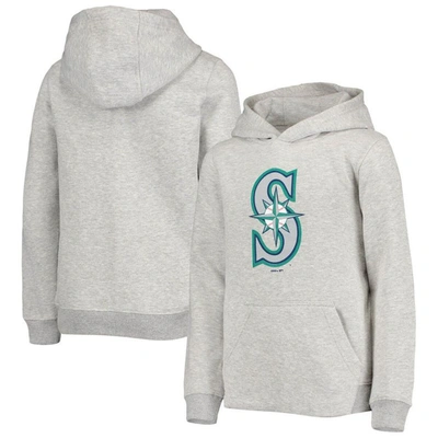 Shop Zzdnu Outerstuff Youth Heathered Gray Seattle Mariners Primary Team Logo Pullover Hoodie In Heather Gray